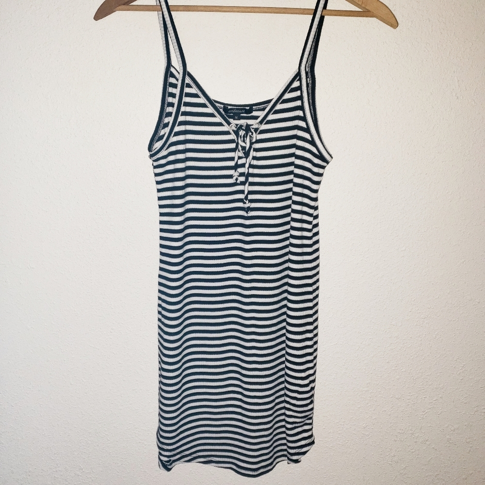 Ambiance Striped Lace-Up Dress